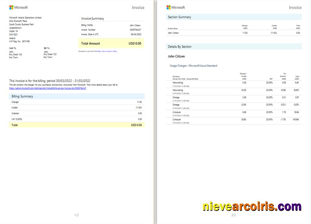 Ireland Microsoft Ireland Operations Limited invoice